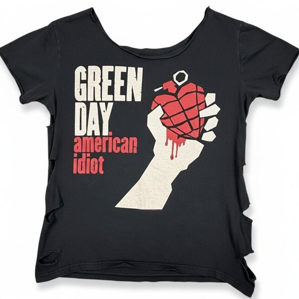 Vintage Y2K Green Day American Idiot Band T-Shirt Women's Custom L Punk Rock